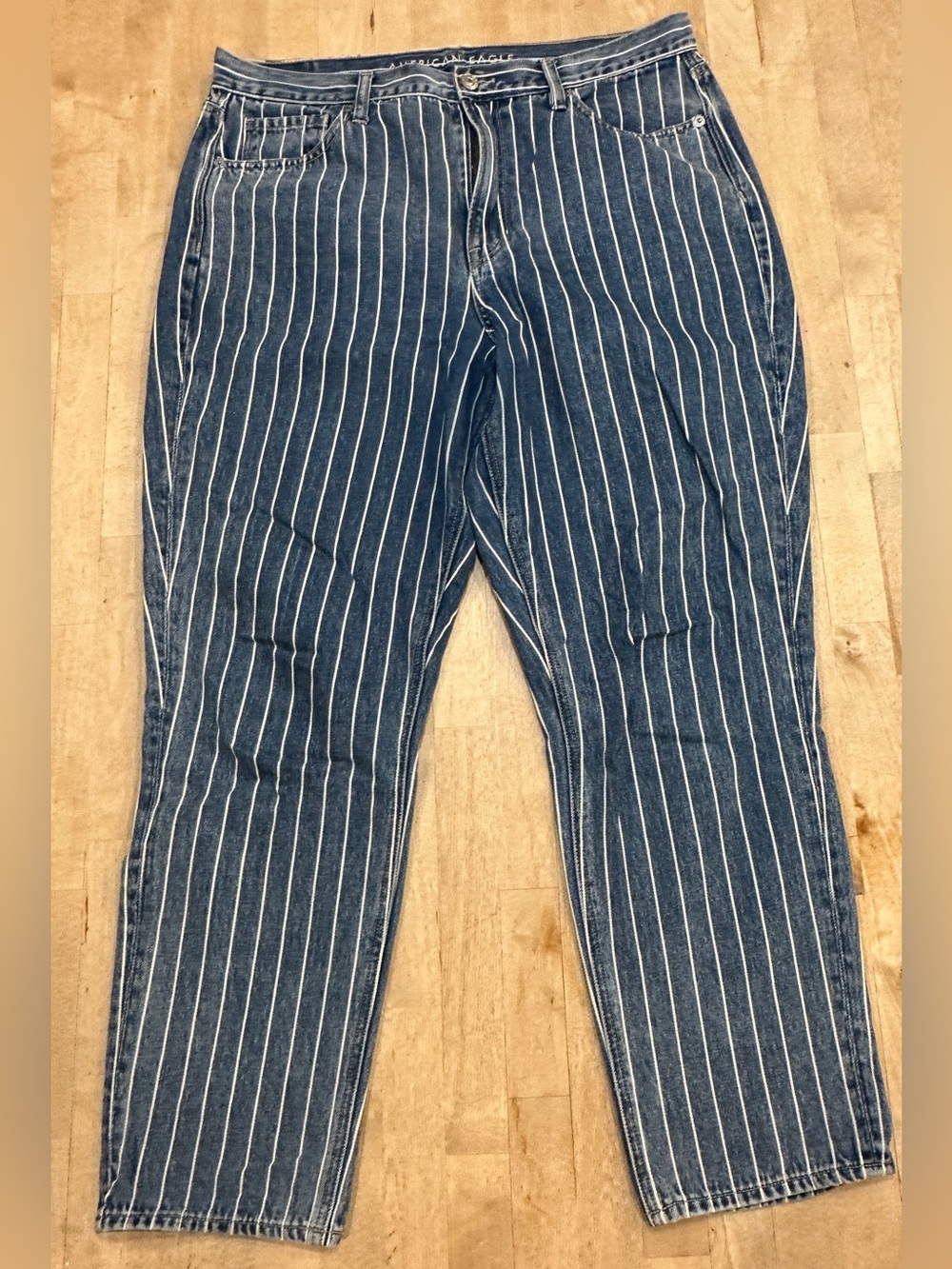 American Eagle Outfitters Blue Jeans with White Pinstripes